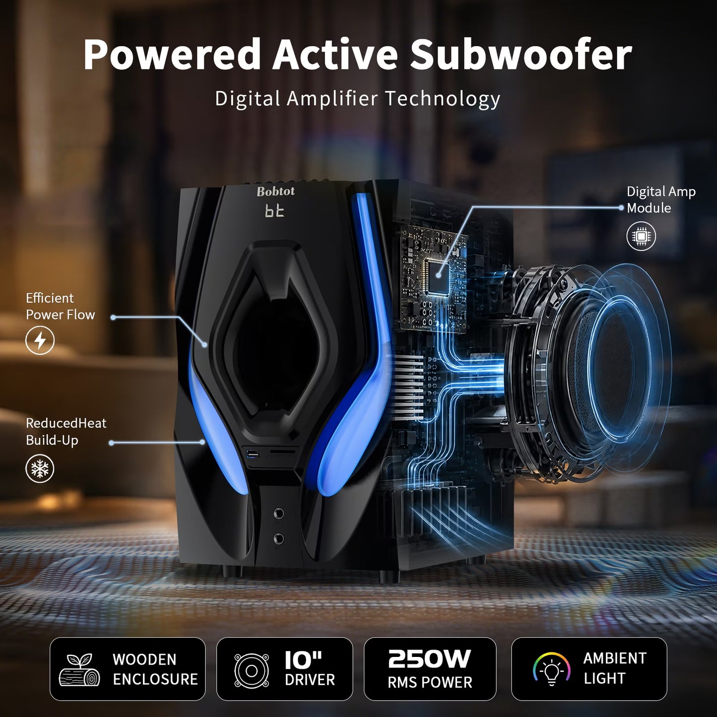 5.1 Bluetooth Home Theater Systems Surround Sound Speakers 1200 Watts 10 Inch Subwoofer 5.1/2.1 Channel Audio Stereo System with ARC Optical & USB Input for TV Ultra HD AV DVD FM Radio