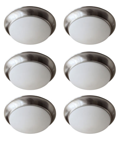 13"w 1-Light LED Flush Mount [6 PACK] Ceiling Lights Brushed Nickel Finish by RP Lighting