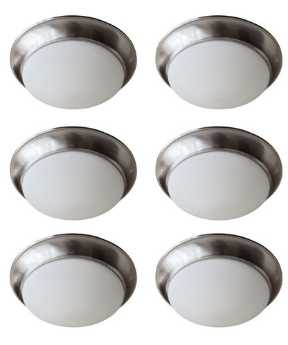 13"w 1-Light LED Flush Mount [6 PACK] Ceiling Lights Brushed Nickel Finish by RP Lighting