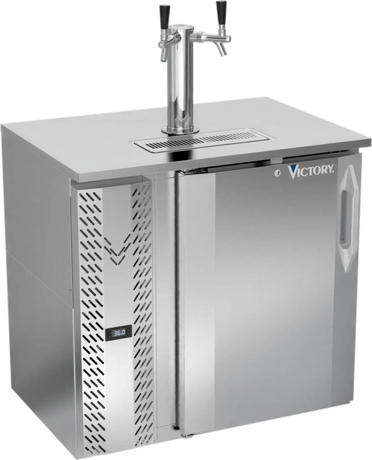 Victory Refrigeration VDDN36HC-S 36" Direct Draw Beer Dispenser, 1-Door, 1/2 Keg, Single Tower, Dual Faucets, Stainless Steel