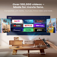 4K Outdoor Projector with Wifi and Bluetooth, Auto Focus & Keystone/Dolby Audio, Built-In Apps Compatible with Netflix/Youtube/Primevideo, Smart Proyector for Home Theater with HDR10+