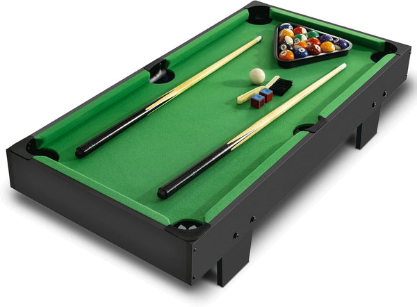 36 Inch Mini Pool Table, Portable Pool Arcade Game Table for Living Room, Equipped with Cue Sticks, Chalk, Brush and Tripod, Perfect for Home Entertainment