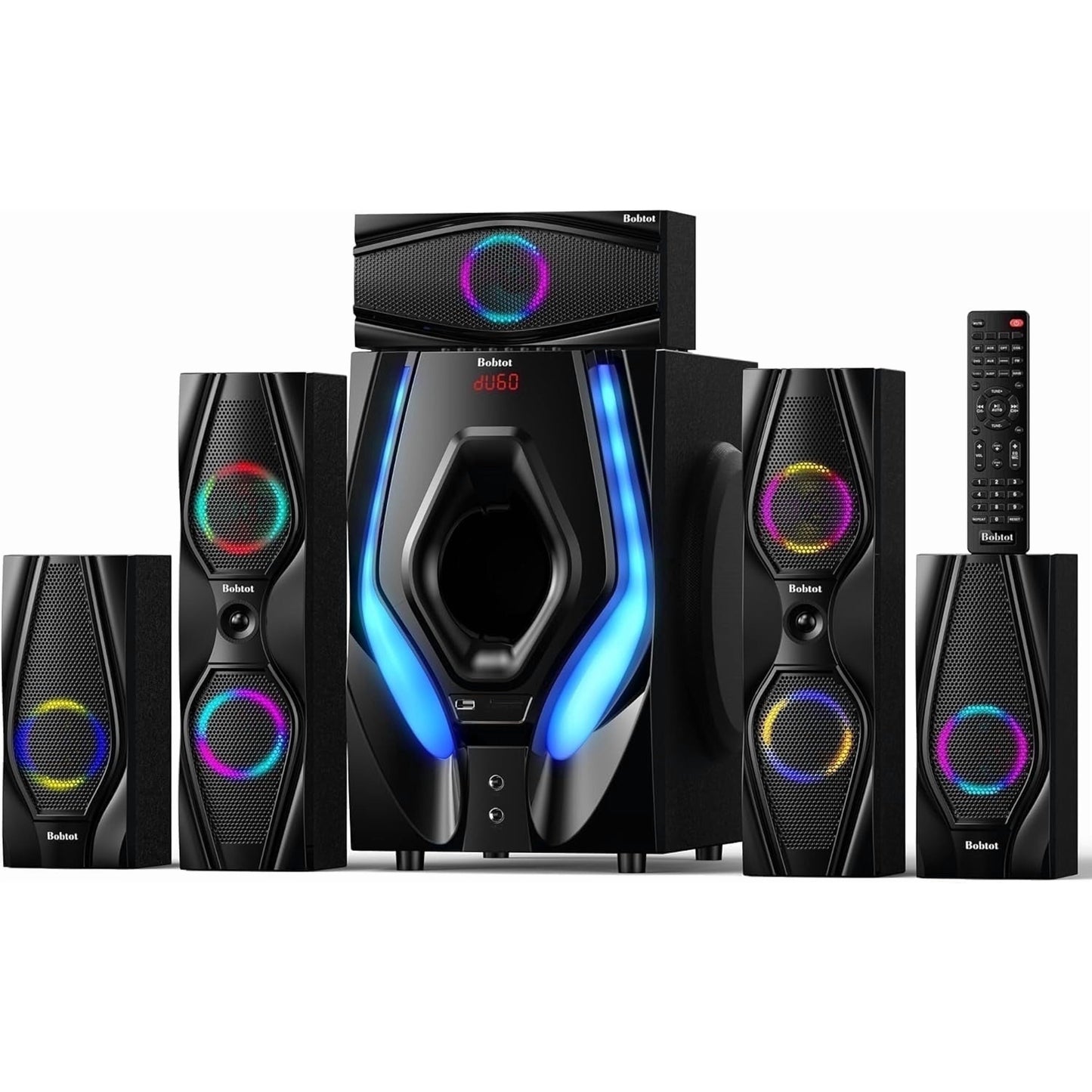 5.1 Bluetooth Home Theater Systems Surround Sound Speakers 1200 Watts 10 Inch Subwoofer 5.1/2.1 Channel Audio Stereo System with ARC Optical & USB Input for TV Ultra HD AV DVD FM Radio
