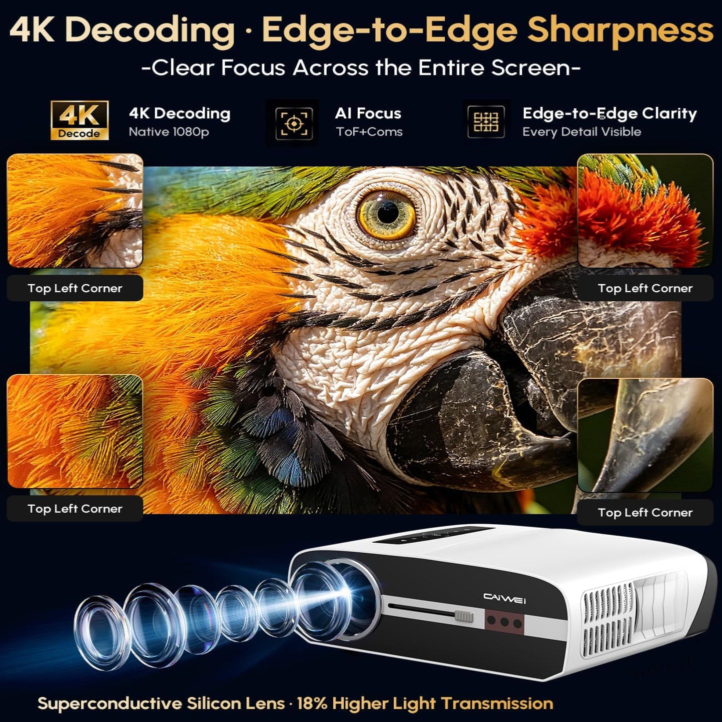 Ultra HD 4K TV Projector Daytime Home Cinema,Google TV, 2200 ANSI, Wireless