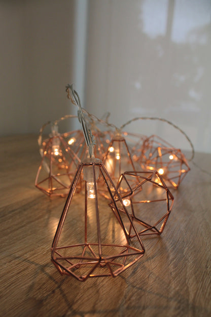 10 LED Rose Gold Diamond String Fairy Lights - Battery Operated