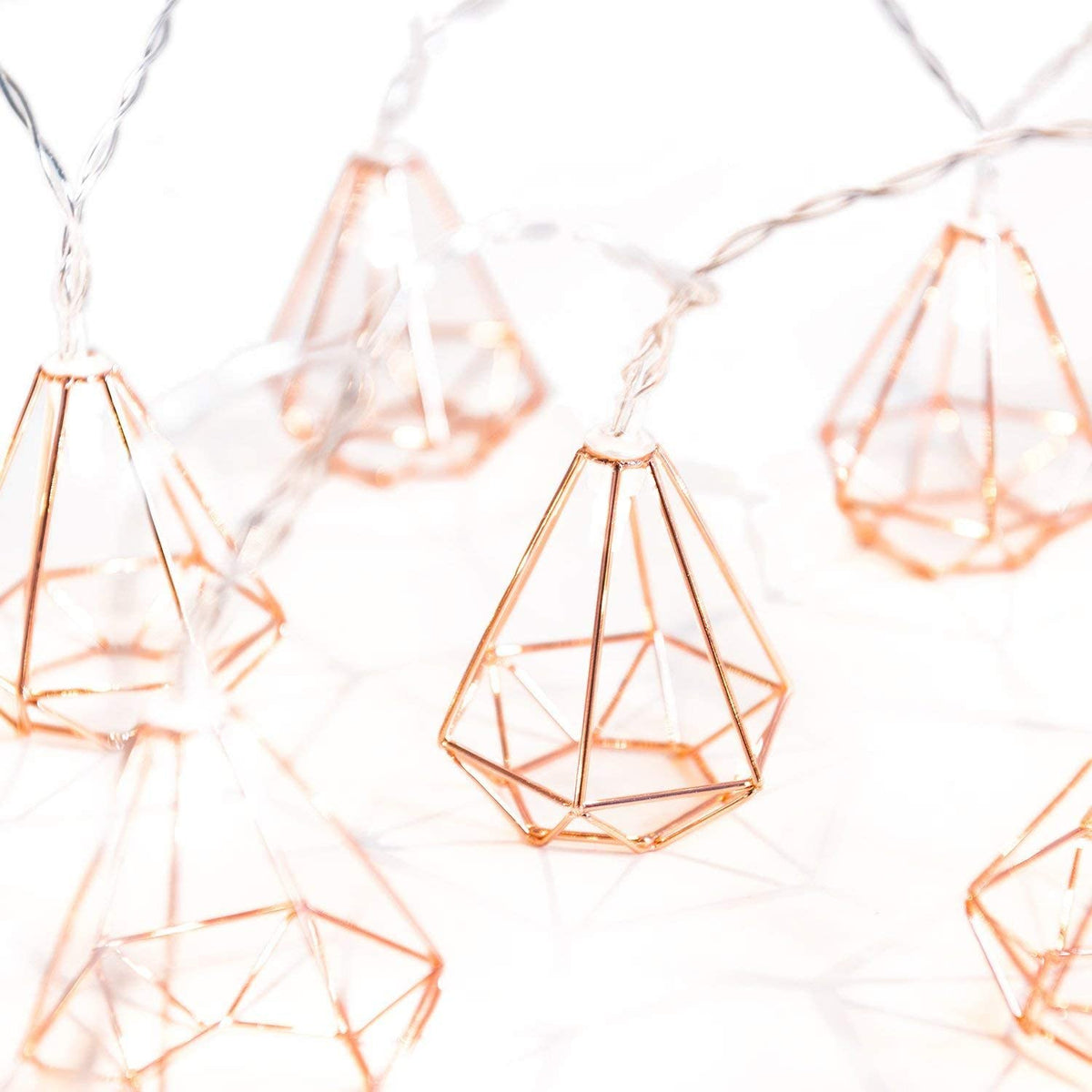10 LED Rose Gold Diamond String Fairy Lights - Battery Operated