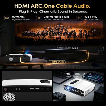 Ultra HD 4K TV Projector Daytime Home Cinema,Google TV, 2200 ANSI, Wireless