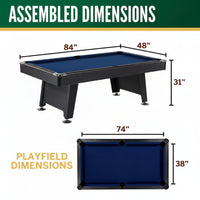 Pool Table Built for Home Game Rooms, 7-Foot Standard Size, Complete Accessory Kit, Drop Pockets