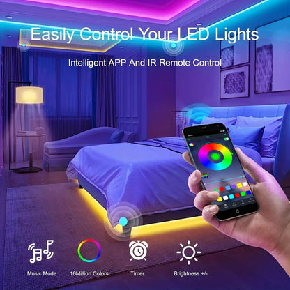 40M/131Ft Led Strip Lights APP 44Keys Music Sync Remote Control USB 5V RGB Flexible Tape for Room Decoration TV Backlight Diode