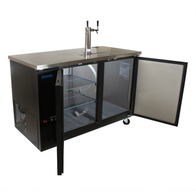 BK Resources DBC-12-60 Two-Door Kegerator Beer Dispenser, 2-Keg Capacity, 2 Double-Head Taps, Electronic Controls, Black Vinyl