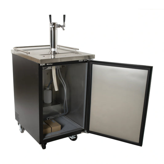 BK Resources DBC-11-24 24-Inch Single-Door Kegerator Beer Dispenser, 1-Keg Capacity, Double Head Tap, Electronic Control