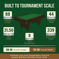 Pool Table 8 Feet Full Optional – Vintage Green — Results & Stats