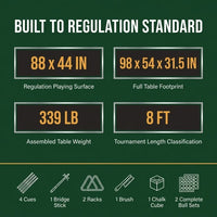 Pool Table Designed for Game Rooms, 8-Foot Full Size, Automatic Ball Return, Complete Accessory Set — Results & Stats